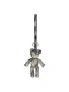Burberry Teddy Bear Keyring In Textured Fabric With Unique Pattern In Green