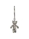 Burberry Teddy Bear Keyring In Textured Fabric With Unique Pattern In Grey
