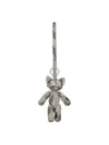 Burberry Teddy Bear Keyring In Textured Fabric With Unique Pattern In Grey