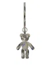 Burberry Teddy Bear Keyring In Textured Fabric With Unique Pattern In Lichen