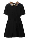 Burberry Check-collar Cotton Polo Dress In Black