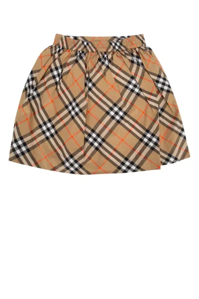 Burberry Kids' Beige Shorts With Check Print In Stretch Cotton Girl In Sandipcheck