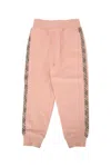 Burberry Slipper Pink Check Trim Cotton Jogging Bottoms 3-14 In Pink