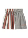 Burberry Striped Cotton Shorts In Multicolour Ip Pttn