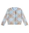 Burberry Girls Slate Blue Ip Check Kids Bethane Intarsia-check Mohair-blend Cardigan 4-14 Years 14 In Blue