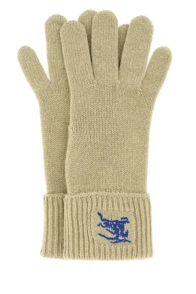 Burberry Khaki Cashmere Blend Gloves In Neutral