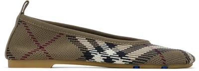 BURBERRY KHAKI CHECK BALLERINA FLATS