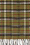 Burberry Khaki Check British Wool Scarf In Green