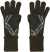 Burberry Khaki Check Cashmere Blend Gloves In Snug