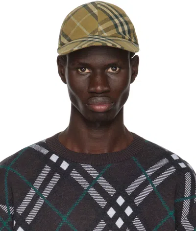 Burberry Khaki Check Cotton Baseball Cap In Camp Ip Check