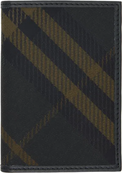 Burberry Khaki Check Folding Card Holder In Shadow