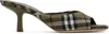 Burberry Khaki Check Linen Blend Mews High Mules In Brush Ip Check