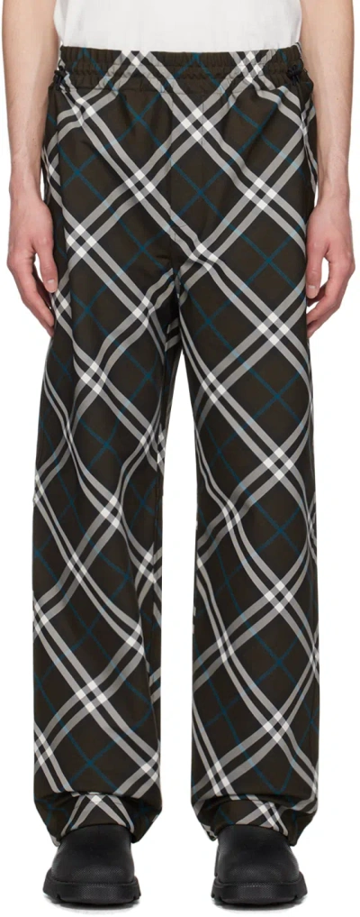 BURBERRY KHAKI CHECK TRACK PANTS