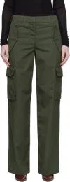 Burberry Khaki Check Trim Gabardine Cargo Pants In Green