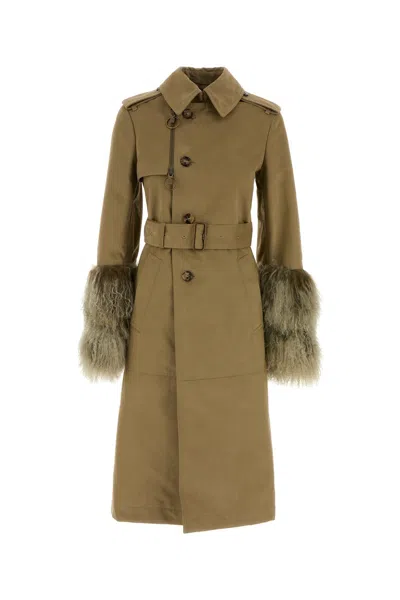 BURBERRY KHAKI COTTON BLEND TRENCH COAT