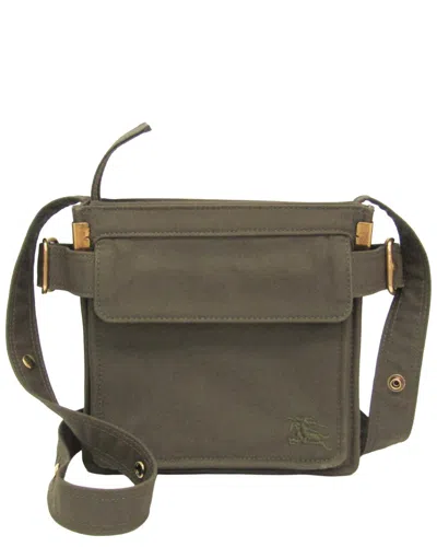 Pre-owned Burberry Khaki Cotton Canvas Shoulder Bag (authentic Pre-loved)