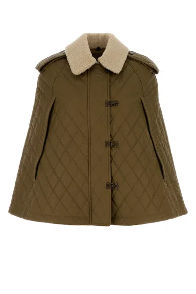 Burberry Khaki Cotton Cape In Green