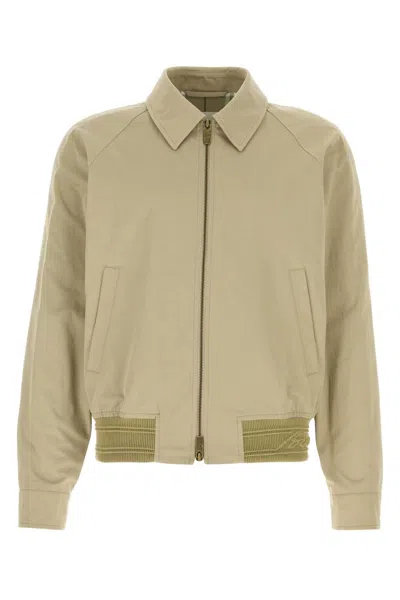 Burberry Cotton Jacket With Collar And Pockets In Skylark