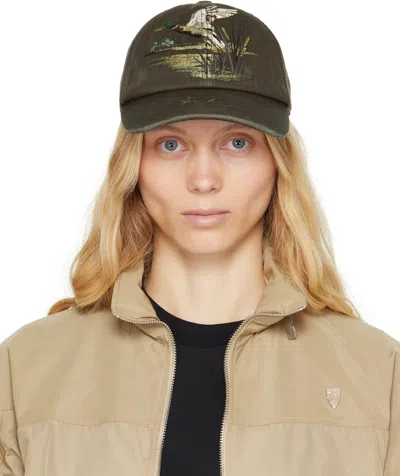 Burberry Khaki Duck Gabardine Baseball Cap In Juniper