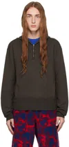 Burberry Khaki Half-zip Hoodie In Otter