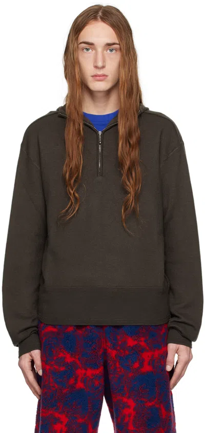 Burberry Khaki Half-zip Hoodie In Otter