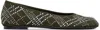 Burberry Crystal Check Suede Baby Ballerinas In Loch