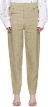 Burberry Khaki Linen Tailored Trousers