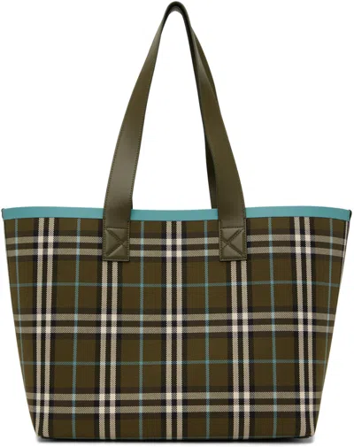 Burberry Khaki Medium London Tote In Olive Green