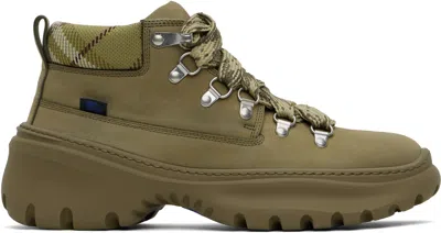 Burberry Khaki Nubuck Scoot Hike Boots In Swamp