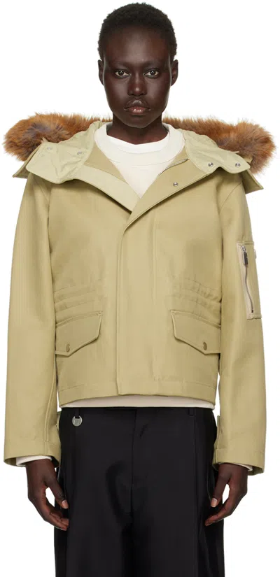 Burberry Khaki Short Faux-fur Trim Jacket In B7311 Hunter