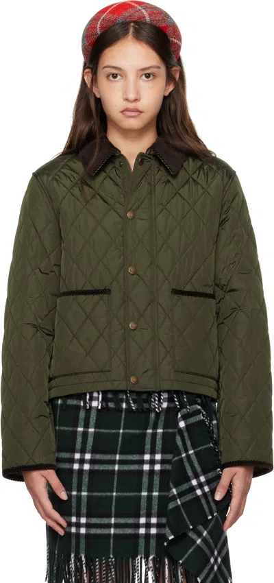Burberry Cropped Quilted Field Jacket In Green
