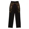 Burberry Kiana Floral Embroidered Wool-blend Pants In Black