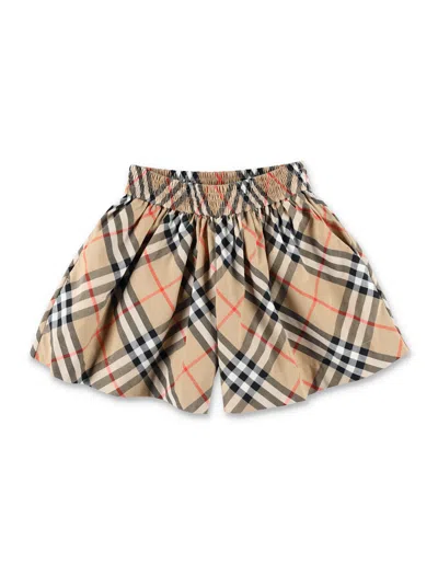 Burberry Kid -  Check Cotton Poplin Shorts In Brown