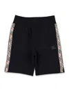 Burberry Kid -  Cotton Shorts With Check Trim In Black