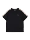 Burberry Boy's Cedar Check Tape Short-sleeve T-shirt In Black
