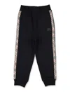 Burberry Jackson Check Trim Cotton Jogging Pants In Black