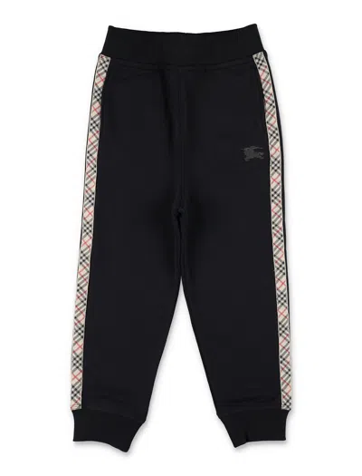 BURBERRY KID - BURBERRY JOGGERS WITH CHECK SIDE TRIM
