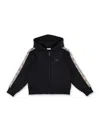 Burberry Kid - Check Trim Zip Hoodie In Black