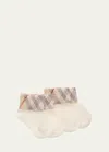 Burberry Kid's 2-pack Check-print Socks In Pale Stone Check
