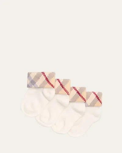 Burberry Kid's 2-pack Check Socks In Neutral