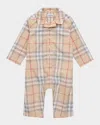 Burberry Kid's Andreas Long-sleeve Cotton Check Coveralls
