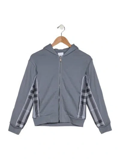 Pre-owned Burberry Kid Boy's Checkered Jacket In Blue