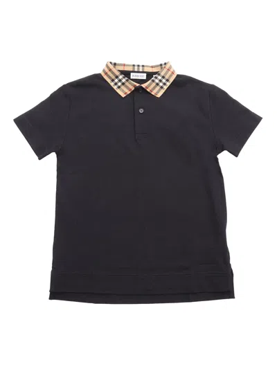 Burberry Kid Boy Polo Shirts In Black