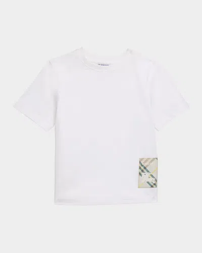 Burberry Kid's Cedar Ekd Label Short-sleeve Cotton T-shirt In White
