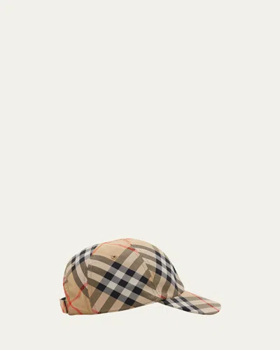 Burberry Kid's Check Baseball Cap In Beige