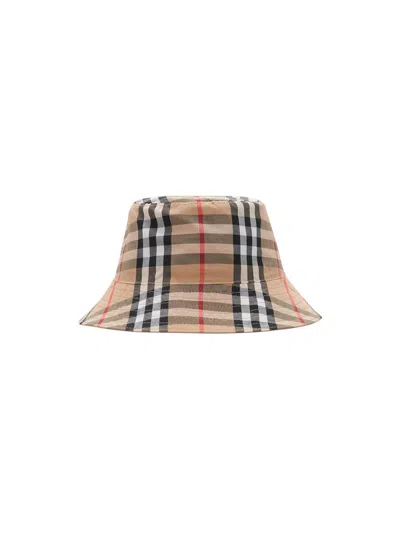 Burberry Kid's Check Bucket Hat In Brown