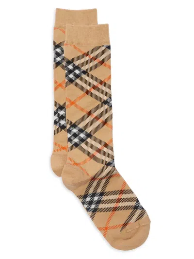 Burberry Kid's Check Cotton-blend Socks In Sand