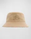 Burberry Kid's Check-lined Reversible Bucket Hat In Sand Check