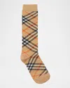 Burberry Beige Vintage Check Knee High Socks In Sand Ip Check