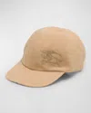 Burberry Kid's Embroidered Equestrian Knight Design Baseball Cap In Sand Check